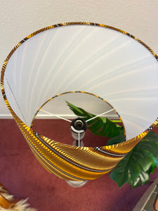 Vintage  vloerlamp met stoffen kap, glas en metalen poot, Zweden 1960 (#22602 B)