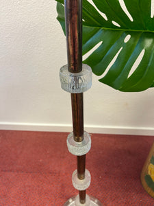 Vintage  vloerlamp met stoffen kap, glas en metalen poot, Zweden 1960 (#22602 B)