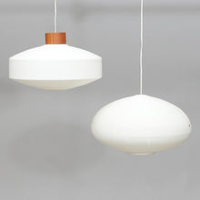Load image into Gallery viewer, EJE AHLGREN. 2 teak/plastic ceiling lights, “Rotoflex”, Bergboms, 1950s/60s.