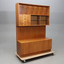 Load image into Gallery viewer, Walnut, bookcase with display case. Sweden 1960's.