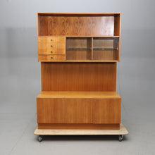 Load image into Gallery viewer, Walnut, bookcase with display case. Sweden 1960's.