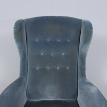 Load image into Gallery viewer, WING CHAIR, velvet, 20th century.