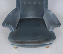 Load image into Gallery viewer, WING CHAIR, velvet, 20th century.