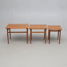 Load image into Gallery viewer, NESTING TABLES, 3 parts, teak, mid-20th century.