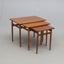 Load image into Gallery viewer, NESTING TABLES, 3 parts, teak, mid-20th century.