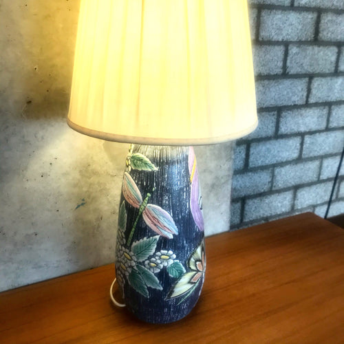Vintage keramiek lampvoet met gezicht. Zweden 1960 (#382b)