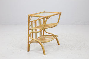 Vintage rotan kranten tafeltje Zweden 1960  (22551)