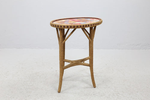 Vintage rotan tafeltje Zweden 1950  (22517)