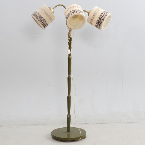 Vintage houten vloerlamp met 3 kapjes, Zweden 1950 (#343)