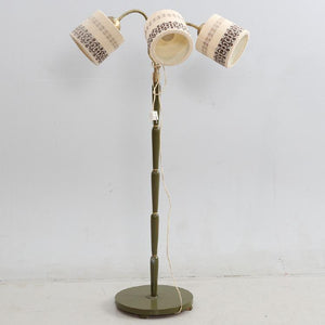 Vintage houten vloerlamp met 3 kapjes, Zweden 1950 (#343)
