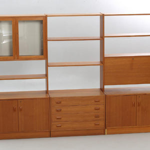 Vintage teak boekenkast in 3 delen Zweden 1960 (414)