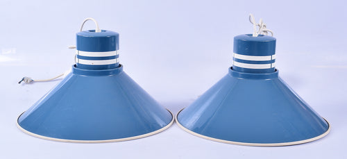 Vintage blauw metalen hanglampen (#199)