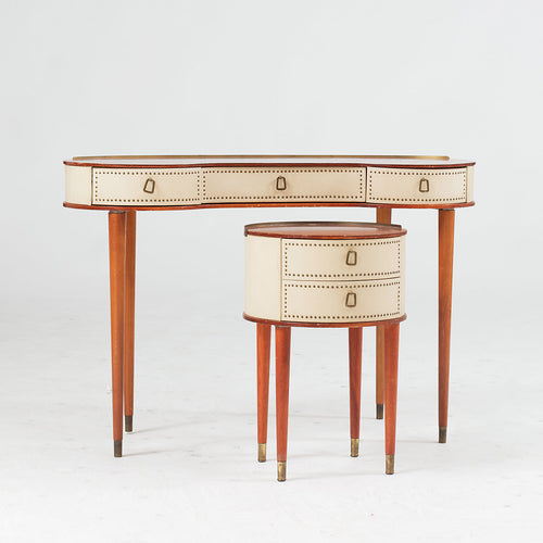 Vintage teak met skai nachtkastje,Zweden 1950