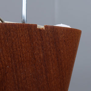 Teakhout met raffia hanglamp jaren 60