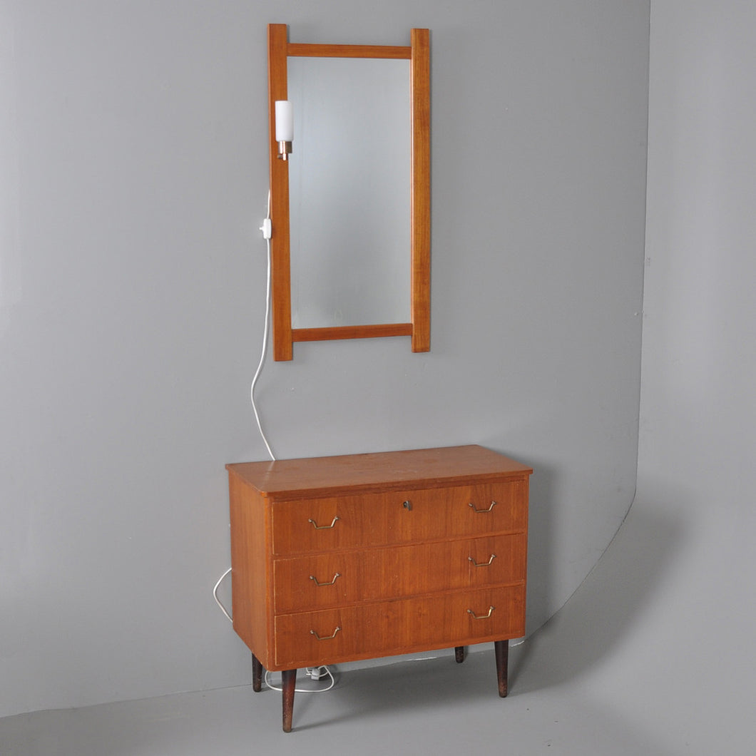 Vintage teak halkastje met spiegel, Zweden 1960 (#335)