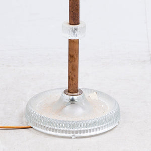 Vintage  vloerlamp met stoffen kap, glas en metalen poot, Zweden 1960 (#22602 B)