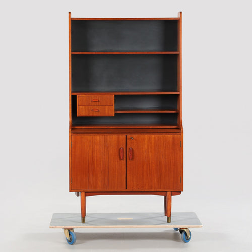 Vintage teak boekenkast/secretaire Zweden 1960 (22592)